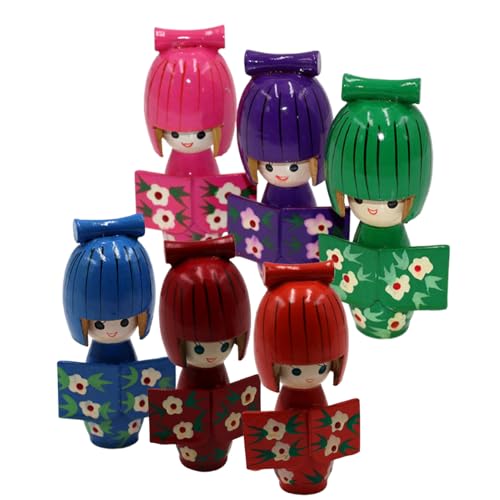 Hölzerne Puppen - Japanische Kimono Holzfiguren,6 Stück Traditionelle Figuren als Sammlerstücke und Dekoration für das Esszimmer, das Wohnzimmer, den Nachttisch und das Studentenwohnheim Hölzerne Puppen - Japanische Kimono Holzfiguren,6 Stück Traditionelle Figuren als Sammlerstücke und Dekoration für das Esszimmer, das Wohnzimmer, den Nachttisch und das Studentenwohnheim von Generisch
