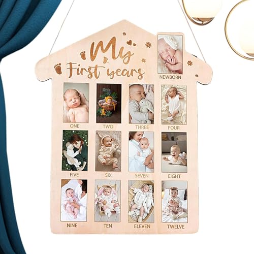 Holz-Bilderrahmen, Foto-Banner für das erste Jahr, für bis zu 12 Monate, 35 x 42 cm, Meilenstein-Reise, Kinderzimmer, Dekoration, Holz-Fototafel zum ersten Geburtstag, für Baby Junge oder Mädchen Holz-Bilderrahmen, Foto-Banner für das erste Jahr, für bis zu 12 Monate, 35 x 42 cm, Meilenstein-Reise, Kinderzimmer, Dekoration, Holz-Fototafel zum ersten Geburtstag, für Baby Junge oder Mädchen von Generisch