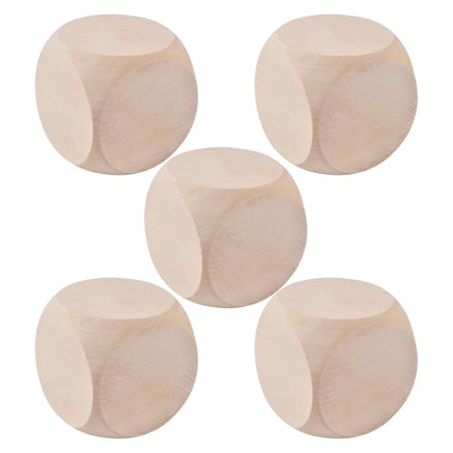 Holz Leere Würfel - Leere Holzwürfel | Unbemaltte Holzwürfel, 5pcs 1-6 cm Holzwürfel Abgerundeter leerer Würfel, unfertige Quadratblöcke, 6-seitige Blöcke für Handwerksprojekte für Handwerksprojekte von Generisch