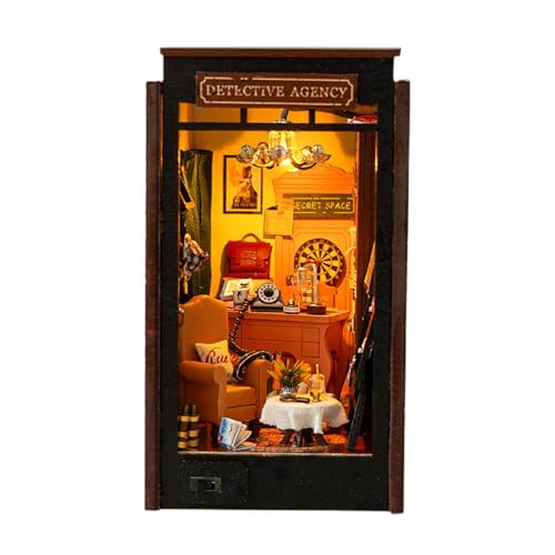 Holz-Puzzle-Buchstützen, Miniatur-Puppenhaus-Buchecke | Puzzle-Holz-Miniatur-Book-Nook-Kits - Basteldekoration mit detaillierten Möbeln für Schlafzimmer, Kinderzimmer, Wohnzimmer, Arbeitszimmer von Generisch