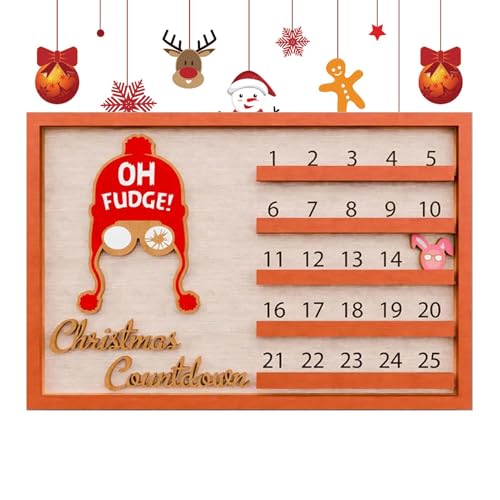 Holzkalender,Weihnachts-Adventskalender | Countdown Zum Weihnachtskalender Aus Holz-Bauernhaus-Weihnachtsdekoration, Cartoon-Muster, Tischaufsatz Für Wohnzimmer, Schlafzimmer, Kinderzimmer von Generisch