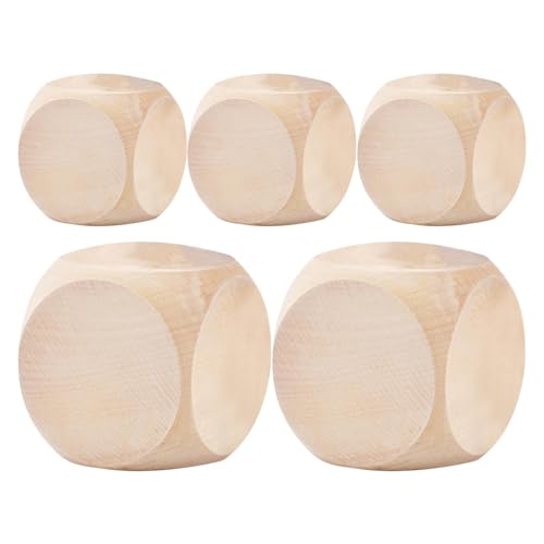 Holzwürfel Leer - Leere Holzwürfel | 6 -seitige Leere Quadratblöcke, 5 Stk Runde Eckwürfelwürfel, Unvollendete Handwerkswürfel, Kleine Holzwürfel Mit Abgerundeten Ecken, Brettspiel Für Handwerk von Generisch