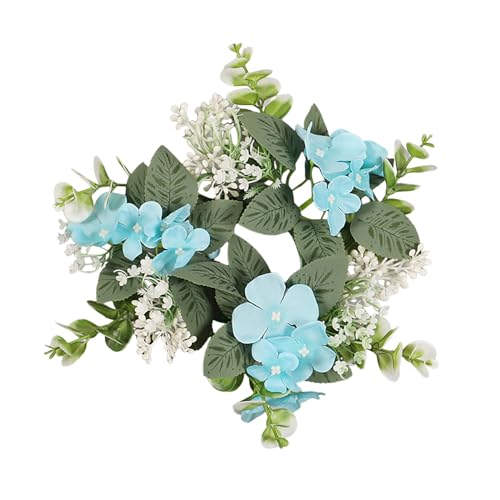 Hortensien-Kerzenringe, Kränze, Blumenkerzenring, Kerzen für Stumpenkerze HMR309 (Blau, 25 cm, 25 cm) von Generisch