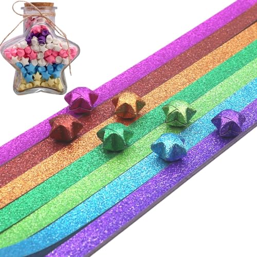 Im Dunkeln Leuchtendes Sternenpapier - 520 Blatt Leuchtendes Glitzerpapier Mit Farbverlauf - Kreatives Glückssternpapier, Bunte -Sternpapierstreifen Für Schule, Unterrichtsmaterial, Kinder von Generisch