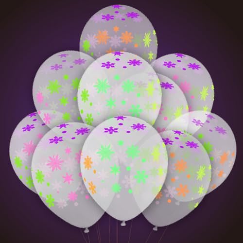 Im Dunkeln leuchtende Luftballons,Weihnachts-Neonballons, 50 Stück 12 Zoll Neonballons Latex fluoreszierende Ballons, Schneeflocken-Leuchtballons, Elch-Schwarzlicht-Weihnachtsdekoration für Hochzeit von Generisch