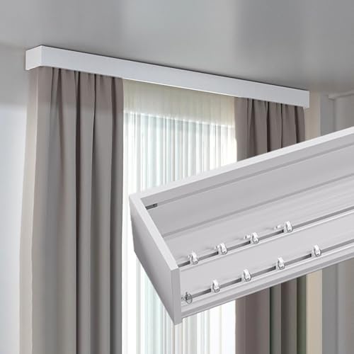 Integrierte weiße Verdunkelungsvorhang-Querbehangbox, dekorative Vorhangschiene, Gesims für Hotel, Büro, Schlafzimmer – Wandmontage, 2,4 m/7,9 Fuß Prallschienensystem Integrierte weiße Verdunkelungsvorhang-Querbehangbox, dekorative Vorhangschiene, Gesims für Hotel, Büro, Schlafzimmer – Wandmontage, 2,4 m/7,9 Fuß Prallschienensystem von Generisch