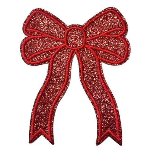 Iron on Bows, Side Bow Patch, 5.08x4.06 Inches Cute Sew Iron on Patches, Pink/yellow/silver/green/red Embroidered Applique for Girls Women Clothes Backpacks Jackets, Cloth von Generisch