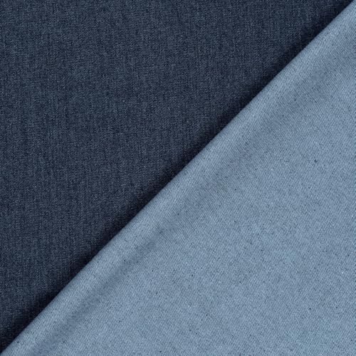 Jeansstoff bicolor - Jeans Stoff Meterware zweifarbig - robuster Köper Doubleface, stabieler Denim reißfest, Jeansjacke nähen *Ab 50cm, Farbe: 007 stahlblau von Generisch