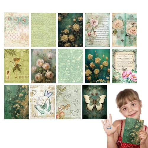 Journaling Scrapbooking Kit,Vintage Scrapbooking Kit, -Schmetterlingspapier für Scrapbook-Tagebuch, Journaling Scrapbook, Tagebuch, ästhetisches Papier für Teenager-Kinderlehrer von Generisch