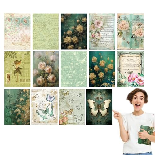 Journaling Scrapbooking Kit,Vintage Scrapbooking Kit - Journaling Scrapbooking -Schmetterlings-Bastelpapier,Ästhetisches Scrapbook-Papier für Journaling, Scrapbooking, Basteln, Tagebücher und Künstler von Generisch