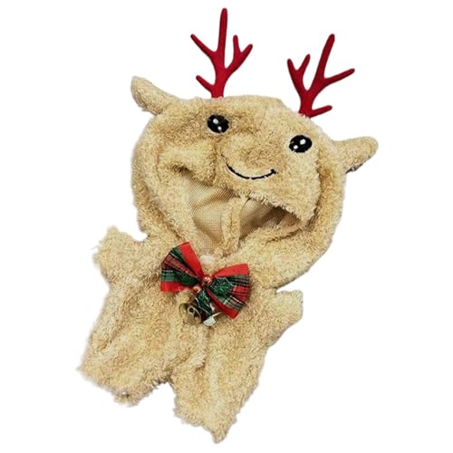 Jumpsuit Puppenkleidung, weiche Puppenkleidung mit Schleife und Glocke, 20 cm, lustige Elchgeweih Kleidung für Puppen, Weihnachtspuppenkostüm für , Mädchen von Generisch