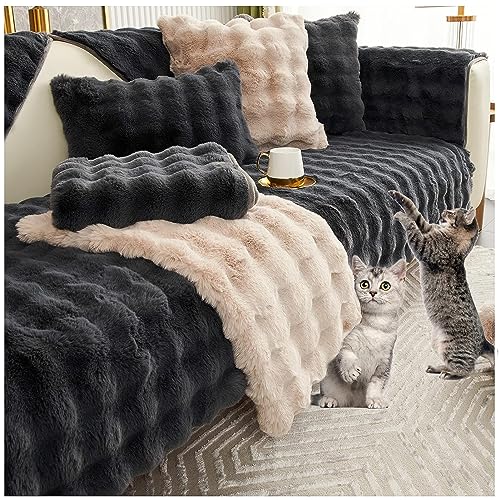 Kaninchen-Plüsch-Sofabezug für Ecksofa, 1 4-Sitzer, ultraweich, Couchbezug für Haustiere, rutschfester Sofaschutz, Sofaschoner mit Kaninchen-Plüschstoff, ideal für Hunde von Generisch