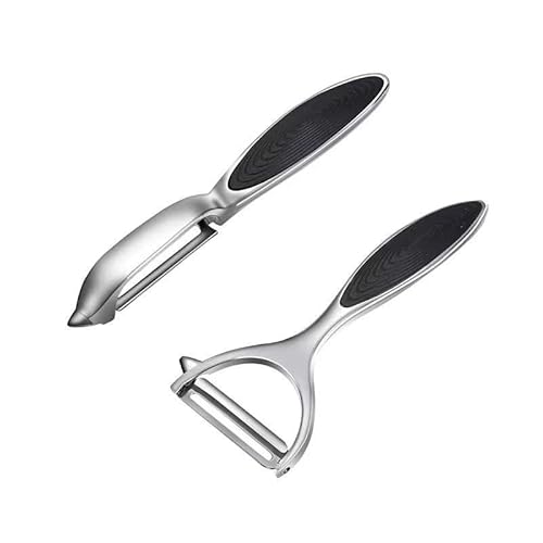 KartoffelSchäler - 2Pcs Schäler Set Premium Edelstahl Y & L förmiges Drehbares Gemüsemesser mit Scharfer Klinge und Rutschfestem Griff Kartoffelschäler Gemüse für Tomaten, Karotten, Obst (Sliver) von Generisch