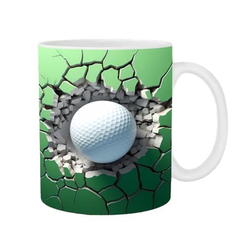 Keramiktasse mit Kugel, flacher 3D-Effekt, 350 ml, Kaffeetasse, Keramik-Teetasse, lebendige Farben, Keramiktasse für Kaffee, Tee, heiße Schokolade, Getränke von Generisch