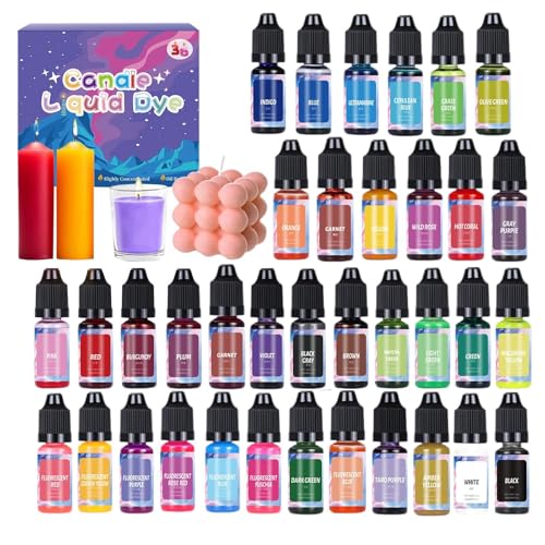 Kerzenfärbung - 10 ml Flüssigfarbe für Kerzen - konzentriertes Pigment -Kit für Kerzenherstellung - leuchtende Farben und leicht zu mischen für Soja -Wachs und Palmwachs - 18/24 Farben von Generisch