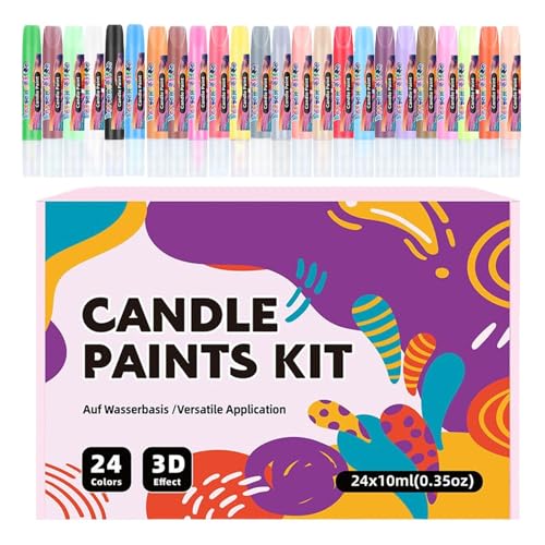 Kerzenwachsstift, Stoffmalstifte Set, 24-teiliges Dekorationsset, einfach zu bedienen, kreative Kunstbedarf für Glas, Vasen, Kleidung, T-Shirts, Jacken, Schals, Projekte, 1,4 x 11,2 cm Kerzenwachsstift, Stoffmalstifte Set, 24-teiliges Dekorationsset, einfach zu bedienen, kreative Kunstbedarf für Glas, Vasen, Kleidung, T-Shirts, Jacken, Schals, Projekte, 1,4 x 11,2 cm von Generisch