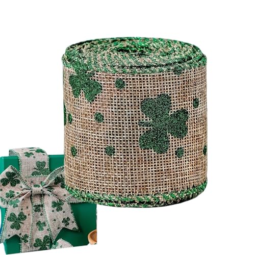 Kleeblatt-Druck-Bastelband, Glücks-Bastelband, St. Patrick's Day, Ripsband, weiches Ripsband, farbechtes Design für festliche Dekorationen, Familie, Freunde, Kollegen von Generisch