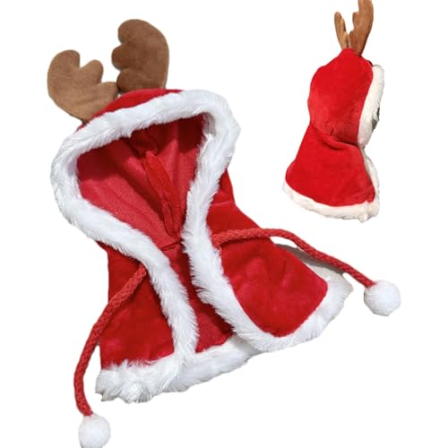 Kleidung für Puppen, Umhang für Plüschpuppen, Outfit-Set Puppenkleidung, Puppendekoration, Puppen-Weihnachtskostüm, niedlicher Puppenanzug mit Geweihumhang für Kinderfans von Generisch