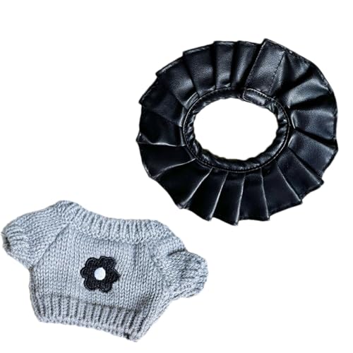 Kleidung für Puppen,Kinderpuppenkleidung - Pullover mit Blumenmuster, schwarzer Faltenrock, süße Outfits für 7-Zoll-Puppen - Weich gefülltes Dress Up, Puppenzubehör für kleine Mädchen von Generisch