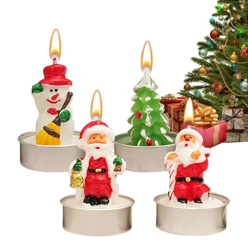 Kleine Weihnachtskerzen,Weihnachtskerzen mit Duft | 4-teiliges Weihnachtskerzen-Set, Schneemann, Weihnachtsmannstiefel, Tannenzapfen, Weihnachts-Duftkerzen-Set,Tisch-Herzstück Winterkerzen-Set, süße A von Generisch