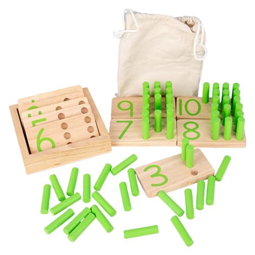 Kleinkindspielzeug Für Mädchen Zähl-Steckbrett | Montessori-Mathematik und Zahlen für Kinder | Mathe-Manipulativmaterialien aus Holz Kleinkindspielzeug Auto (Green, One Size) von Generisch