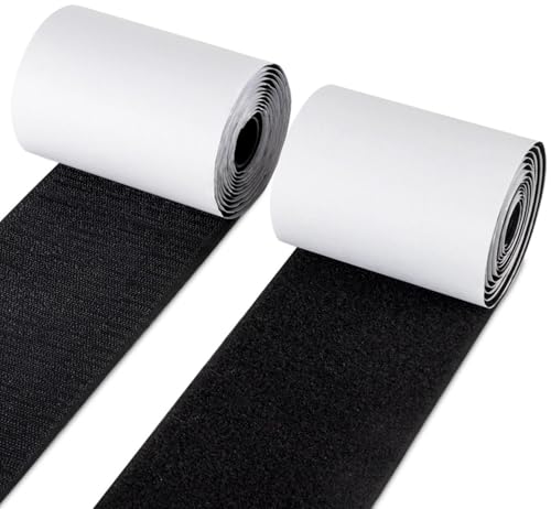 Klettband Selbstklebend Extra Stark, 10CM Breite 1.5 Meter Lang, Klettverschluss Schwarz, Selbstklebendes Klebepad Flauschband und Hakenband von Generisch