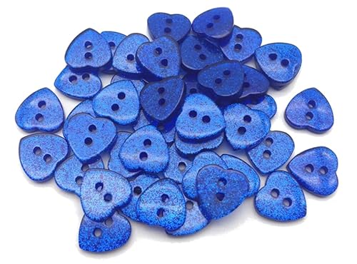 Knöpfe 12x13mm Acryl 10 x Herz Glitzer blau Glitter von Generisch