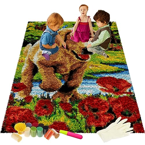 Knüpfhaken-Teppich-Set für Erwachsene und Kinder, DIY-Wandteppich-Set, Kissen-Set für Zuhause und Party-Dekoration, 69 x 102 cm von Generisch