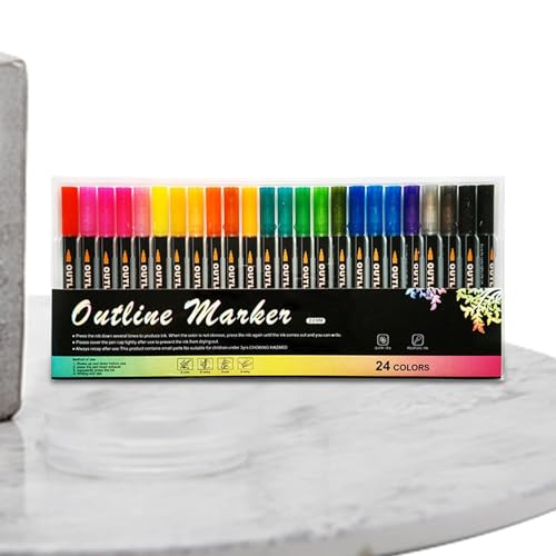 Konturenstifte – Selff Konturenstifte | Glattes Schreiben Doppellinie Schimmer Outline Marker | Tragbares Zeichenmarker-Set geeignet zum Zeichnen, Grußkarten von Generisch