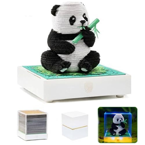 Kreativer Panda-Notizblock, 3D-Notizblock, 2025, Zeitmesser, Kalender, Papierschnitzerei, Haftnotiz, 3D-Panda-Schnitzkunst-Notizblock mit LED-Lichtern, Panda-Notizblock, Papierschnitzerei, Geschenk von Generisch