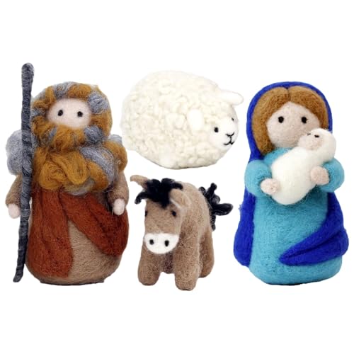 Krippe Nadelfilz Set, D-IY Krippenfiguren Filzen, Basteln Weihnachten Kinder Erwachsene, Weihnachtskrippe Filzwolle Trockenfilzen Weihnachtsdeko von Generisch