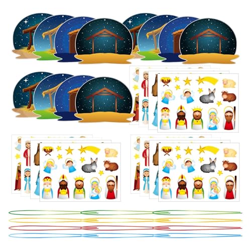 Generisch Krippen-Bastelarbeiten für Kinder, Cartoon-Weihnachtsparty-Dekorationsaufkleber, 36-teiliges Set, Multicolor, Cartoon, Scenic, Indoor, Sticker-Set von Generisch