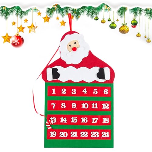 Krippenstoff Adventskalender - Urlaub Hängender Adventskalender | Weihnachten Basteln Adventskalender | Filz 2024 Stoffkalender mit 24 Taschen für Weihnachtsdekoration von Generisch