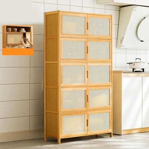 Küchenschrank, Speisekammerschrank, freistehend, Sideboard mit Netzstoff, atmungsaktive Türen, Aufbewahrungsregal für Gewürze, Töpfe und Pfannen, Esszimmer-Organizer (83 x 32 x 155 cm) von Generisch