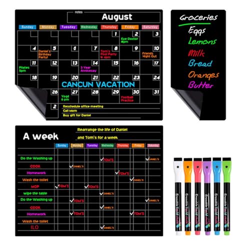 Kühlschrankplaner, Familienplanungstafeln, transparent, magnetisch, trocken abwischbar, Whiteboard-Kalender, Magnet-Familienplan-Tafeln mit Markern und Radiergummi von Generisch