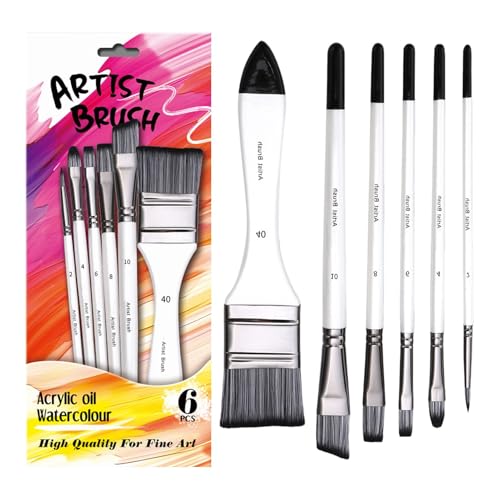 Künstlerpinsel-Set – 6 weiche Nylon-Pinsel, professionelles Malpinsel-Set für Aquarell, Acryl, Öl, Gesichts- und Körperkunst, tragbares Pinsel-Set mit feinen Details für Kinder, Anfänger, Erwachsene, von Generisch