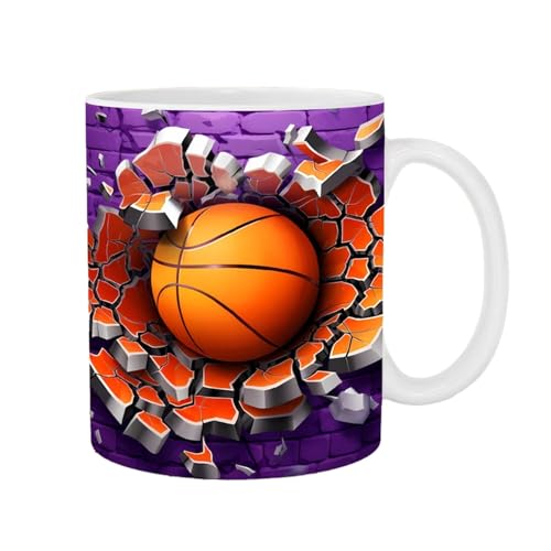 Kugel-Keramiktasse,Loch in einer Wandtasse - Flacher Ballbecher mit 3D-Effekt, tragbar,Lebendige Farben Keramiktasse, Keramik-Teetasse für Kaffee, Tee, heiße Schokolade und Getränke von Generisch