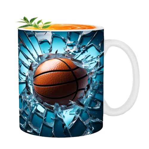 Kugel-Keramiktasse,Loch in einer Wandtasse - Flacher Ballbecher mit 3D-Effekt, tragbar | Lebendige Farben Keramiktasse, Keramik-Teetasse für Kaffee, Tee, heiße Schokolade und Getränke von Generisch