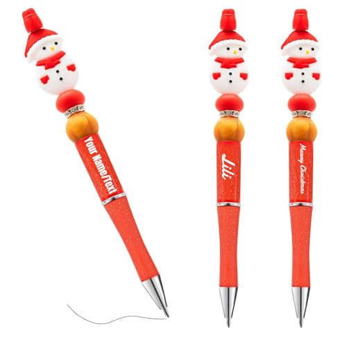 Kugelschreiber Weihnachten Personalisierter Kugelschreiber mit Gravur Namen 3 Stück Weihnachtskugelschreiber DIY Perlenstift Set Weihnachtsgeschenke für Kinder Weihnachten Party Geschenke Bag Fillers von Generisch