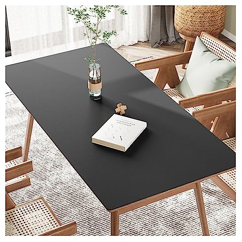 Kunstleder-Tischdecke, wasserdicht, öldicht, rechteckig, Vinyl-Tischdecke, hitzebeständig, Schutzpolster für Esstisch, Couchtisch, 70 x 120 cm, Schwarz von Generisch