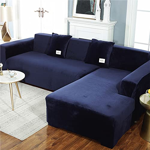 L-förmiger Sofa-Schonbezug, weicher Samtstoff, wasserdicht, Eck-Couchbezug mit hoher Dehnung, elastischer Unterseite, Möbelschutz für Haustiere und Kinder von Generisch