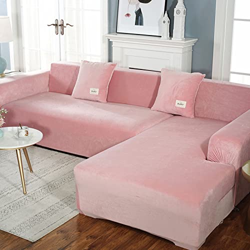 L-förmiger Sofa-Schonbezug aus weichem Samtstoff, hochdehnbar, Eck-Couchbezug mit elastischer Unterseite, wasserdichter Armlehnen-Möbelschutz für Haustiere, Kinder, Premium-Qualität, Sektionsofabezug von Generisch