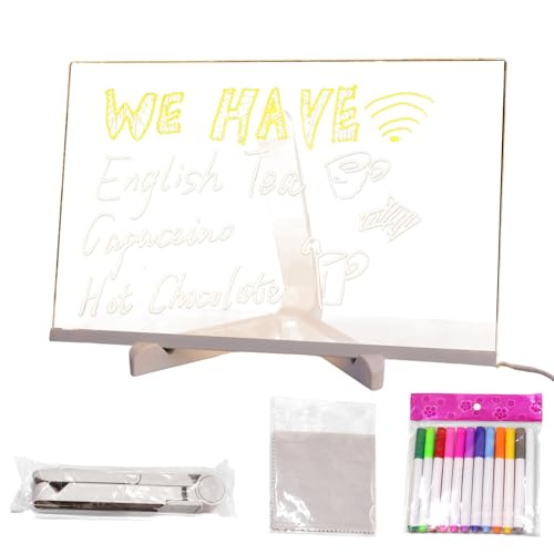 LED Pinnwand - LED Pinnwand aus Acryl | wiederbeschreibbarer Acryl-LED-Zeichentisch mit 12 Farben Stift | LED trocken abwischbare Acryl-Schreibtafel | Risc Acryl Zeichentisch von Generisch