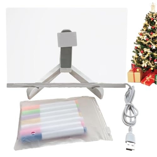 LED-Zeichenbrett – Acryl-Zeichenbrett, beleuchtetes Zeichenbrett für Kinder, LED-Notizbrett, LED-Nachrichtenbrett mit 7 Farben Stift/Ständer, Acryl-LED-Notizbrett, klar beleuchtet, trocken abwischbar von Generisch