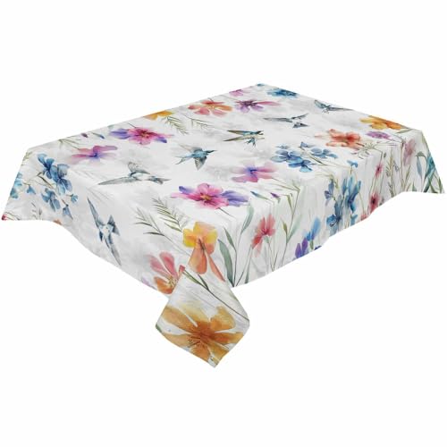 LKD01137 Tischdecke, Motiv: Aquarellblumen, handbemalt, für Esszimmer, Küche, Party, 153 x 259 cm, Blumen-Design von Generisch