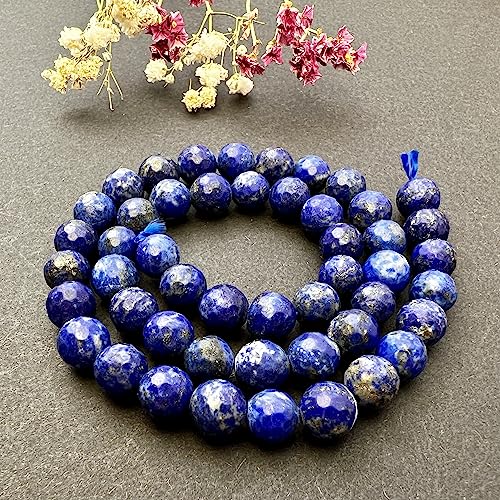 Lapislazuli Facettierte 8mm Edelstein, 39cm Perlen Strang. Gebohrt lose perlen zur Schmuckerstellung, Schmuckstein, Schmuckperlen von Generisch