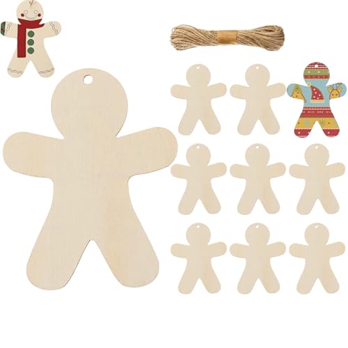 Lebkuchenmänner Aus Holz Zum Basteln – 10 Sets Lebkuchen-Weihnachts-Holzornamente Lebkuchenmänner Aus Holz Basteln Unvollendete, Leere Lebkuchenmann-Formausschnitte von Generisch