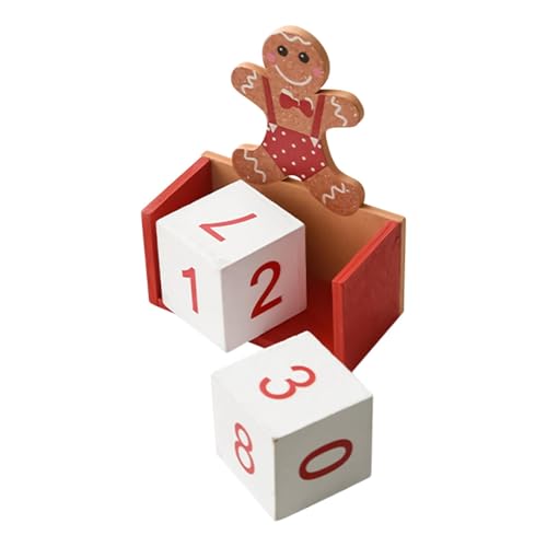 Lebkuchenmann-Countdown-Kalender, Dekoration, Lebkuchenmann, Weihnachts-Adventskalender aus Holz, Lebkuchen, Weihnachten, Adventszahl, Countdown-Kalender für Zuhause, Tisch von Generisch