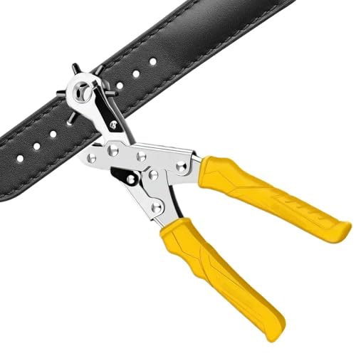 Leder-Lochstanzer, Gürtelstanzer-Lochwerkzeug | Heavy Duty Rotary Puncher Belt Punch Zange,Professionelle, arbeitssparende, ergonomische Lochstanzwerkzeuge für Uhrenarmbänder, Gürtel, Leder von Generisch