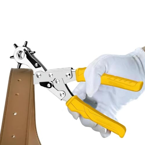 Leder-Lochstanzer, Gürtelstanzer-Lochwerkzeug - Heavy Duty Rotary Puncher Belt Punch Zange - Ergonomische, professionelle Lochstanzwerkzeuge in 6 Größen für Hundehalsbänder, Ledergewebe von Generisch